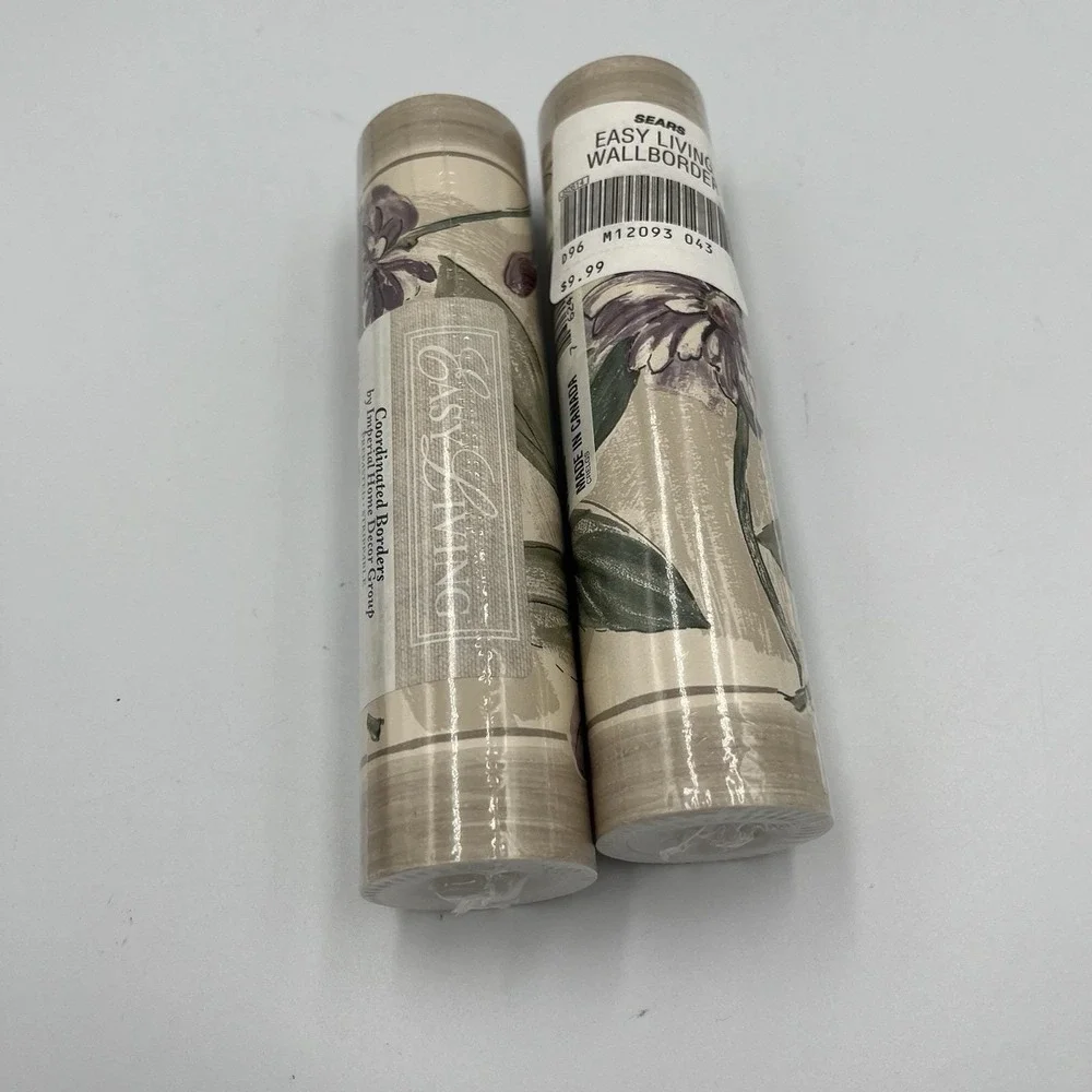 Wallpaper Border Driftwood Linen Sears 5 Yards Each New Floral Cottage Core
